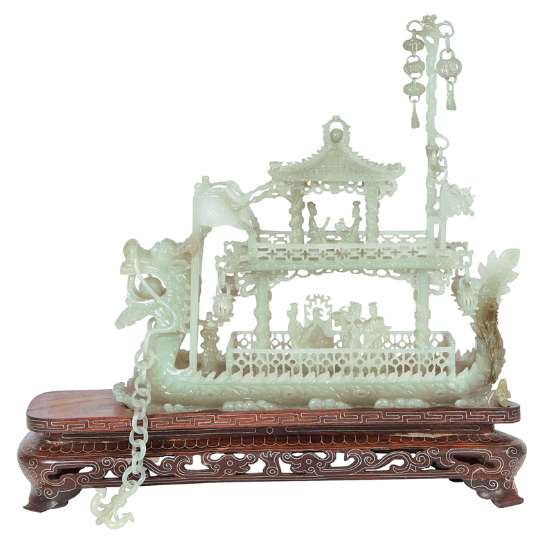 An exquisite jade carving 'Dragon boat'